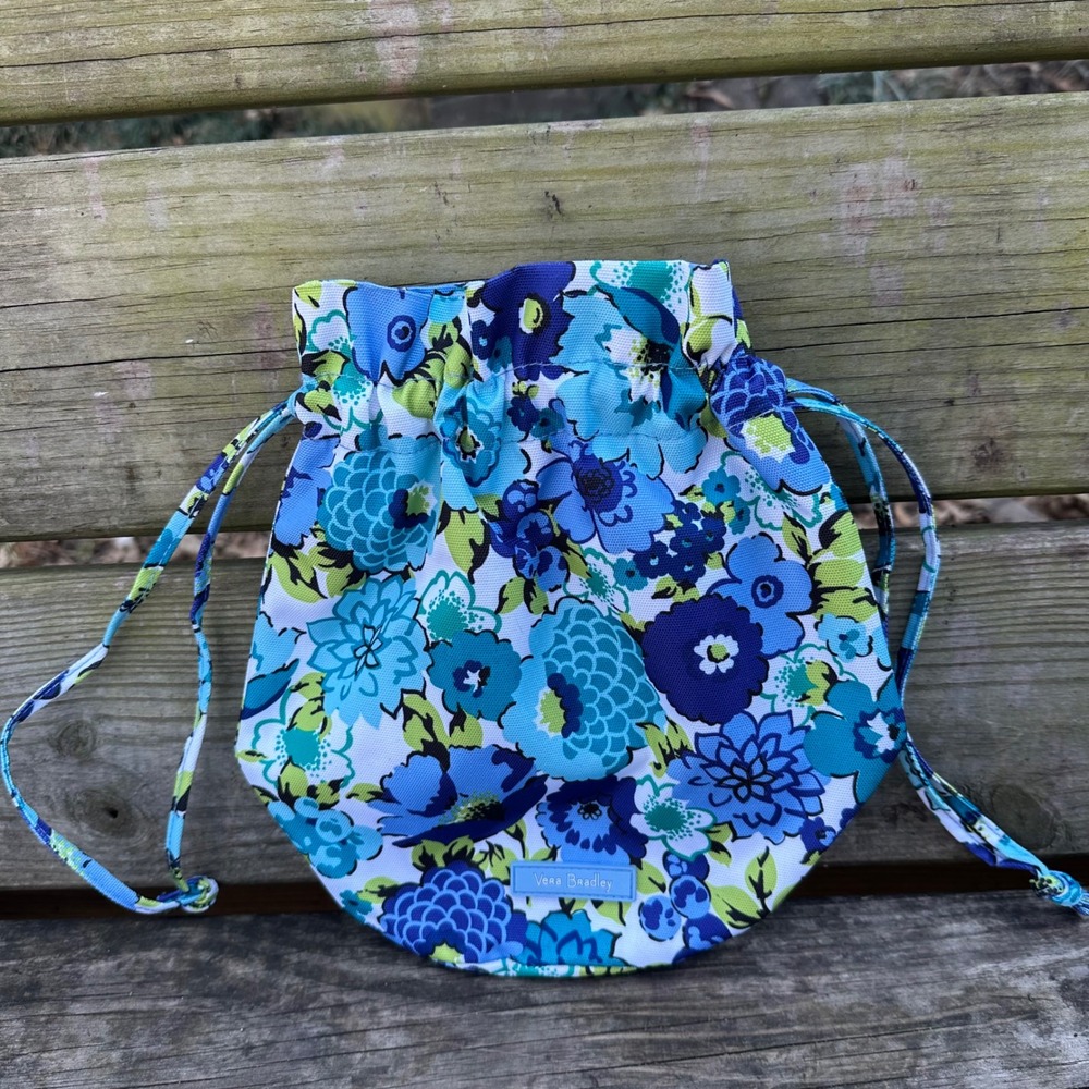 Vera Bradley Ditty Bag Drawstring Pouch‎ Blueberry Blooms Blue Floral Cosmetic